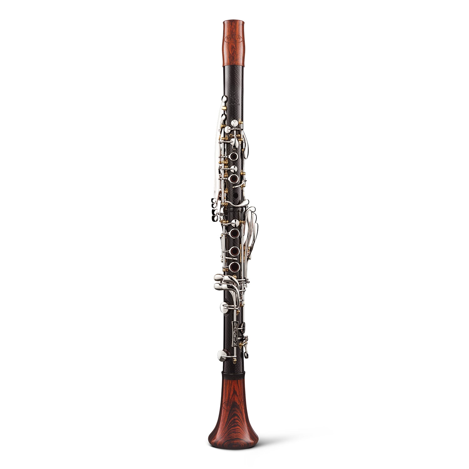 backun-a-clarinet-CG-carbon-cocobolo-silver-with-gold-posts-front