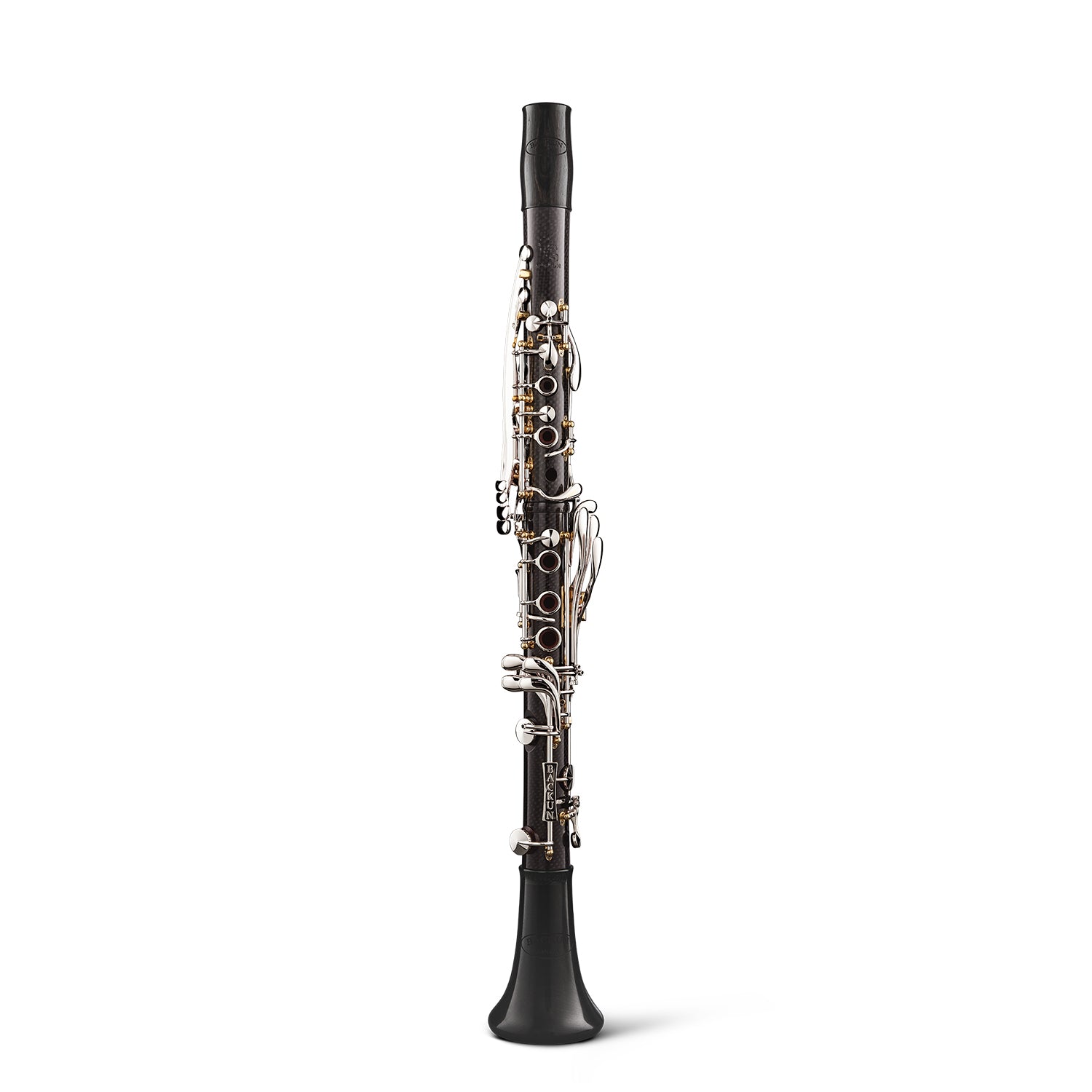 backun-bb-clarinet-CG-carbon-grenadilla-silver-with-gold-posts-front