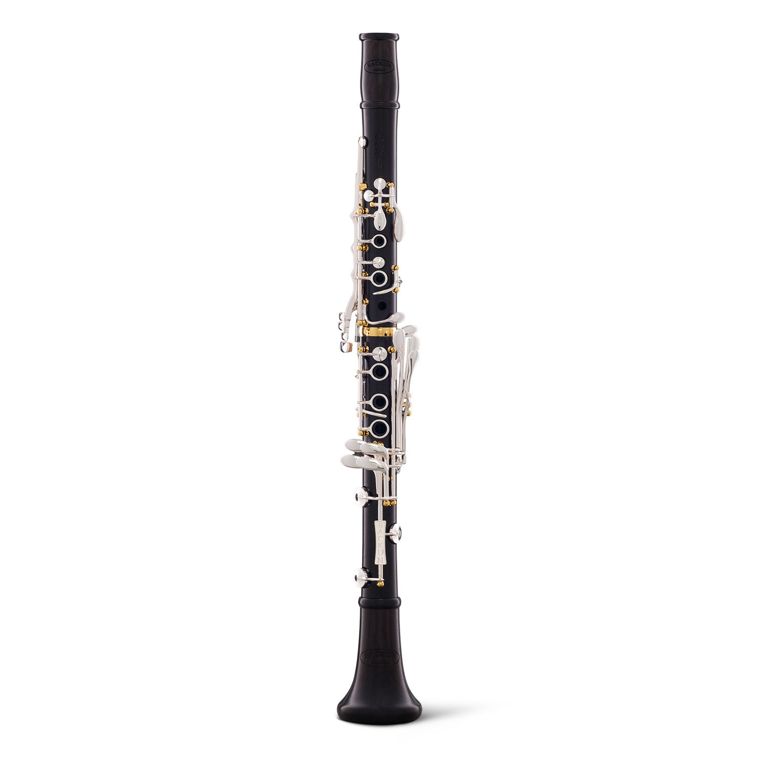 backun-bb-clarinet-protege-grenadilla-silver-with-gold-posts-with-eb-lever-front
