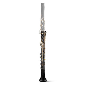 backun-lumiere-a-basset-clarinet-lower-joint-grenadilla-silver-with-gold-posts-front