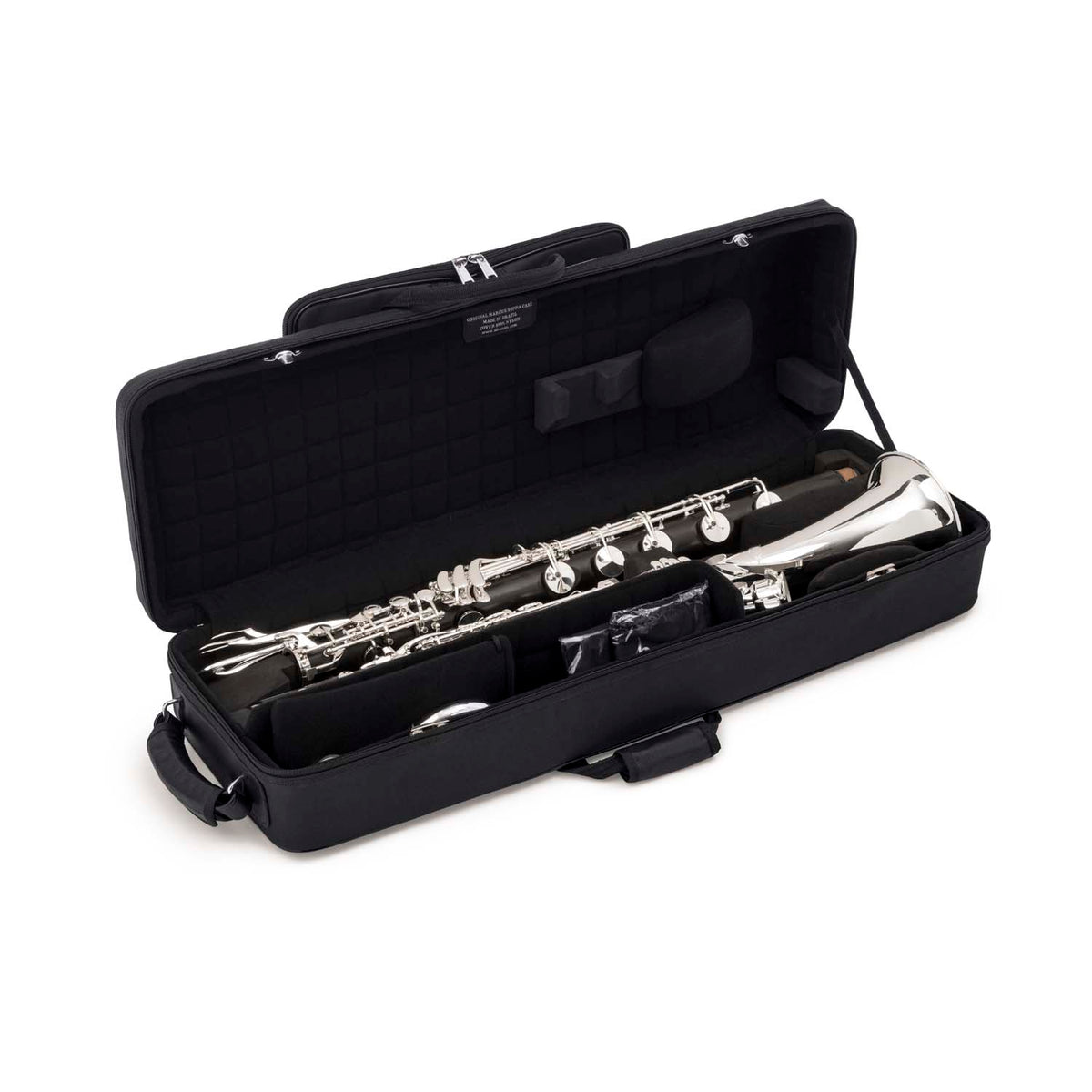 backun-bass-clarinet-marcus-bonna-compact-case-open-with-Q-series-grenadilla-silver