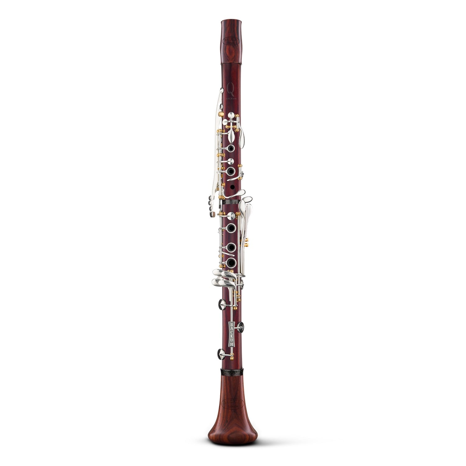 backun-a-clarinet-Q-series-cocobolo-silver-with-gold-posts-front