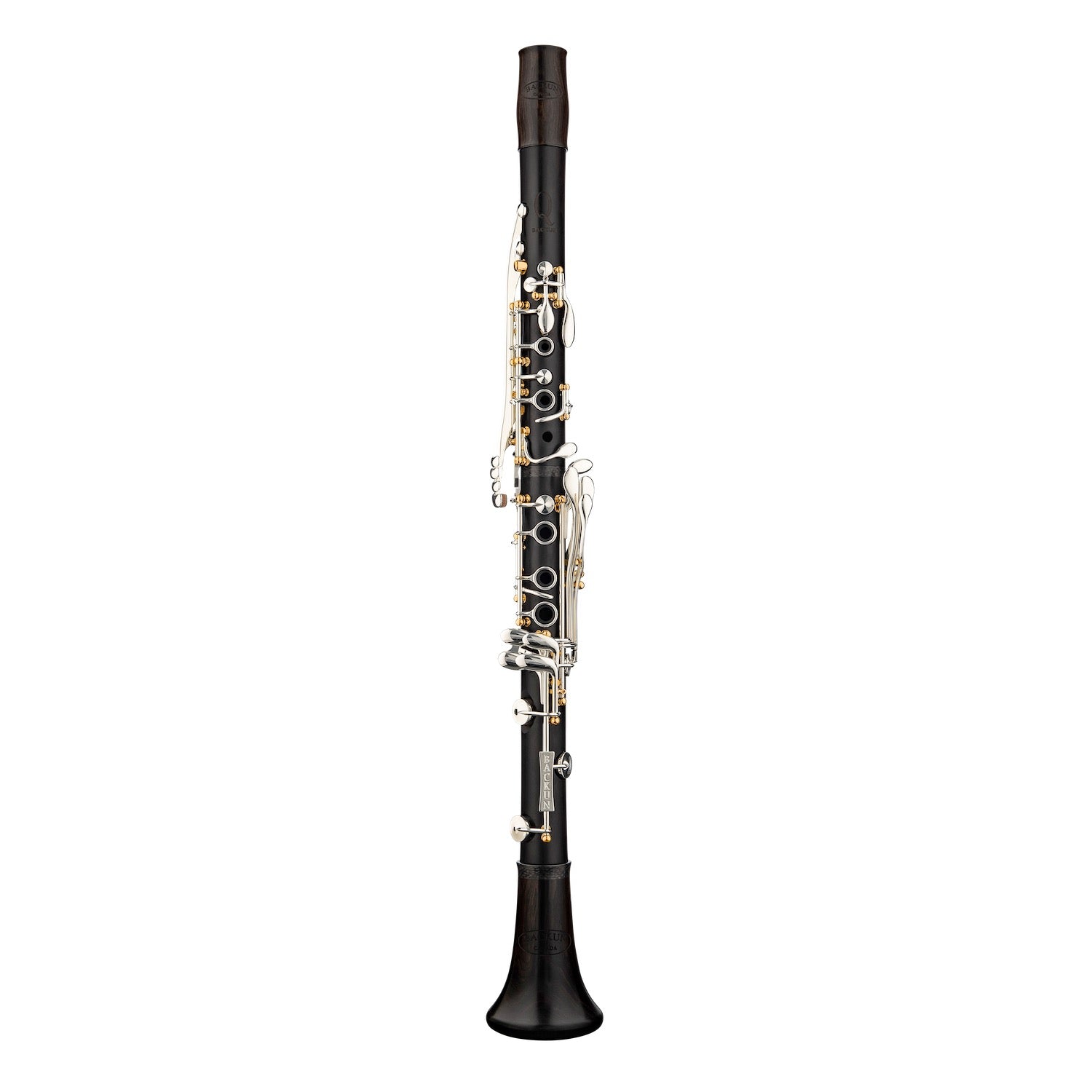 backun-a-clarinet-Q-series-grenadilla-silver-with-gold-posts-with-eb-lever-front