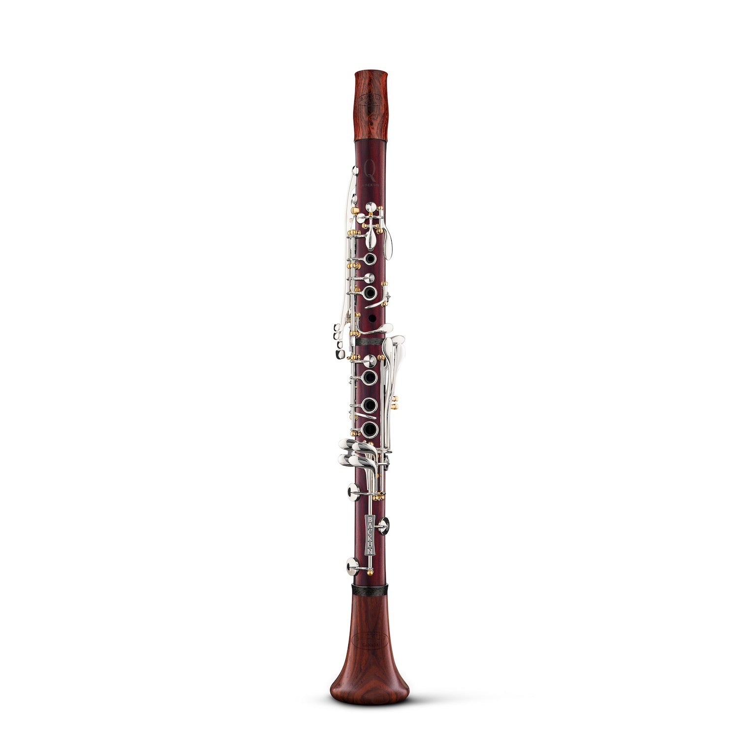 backun-bb-clarinet-Q-series-cocobolo-silver-with-gold-posts-front